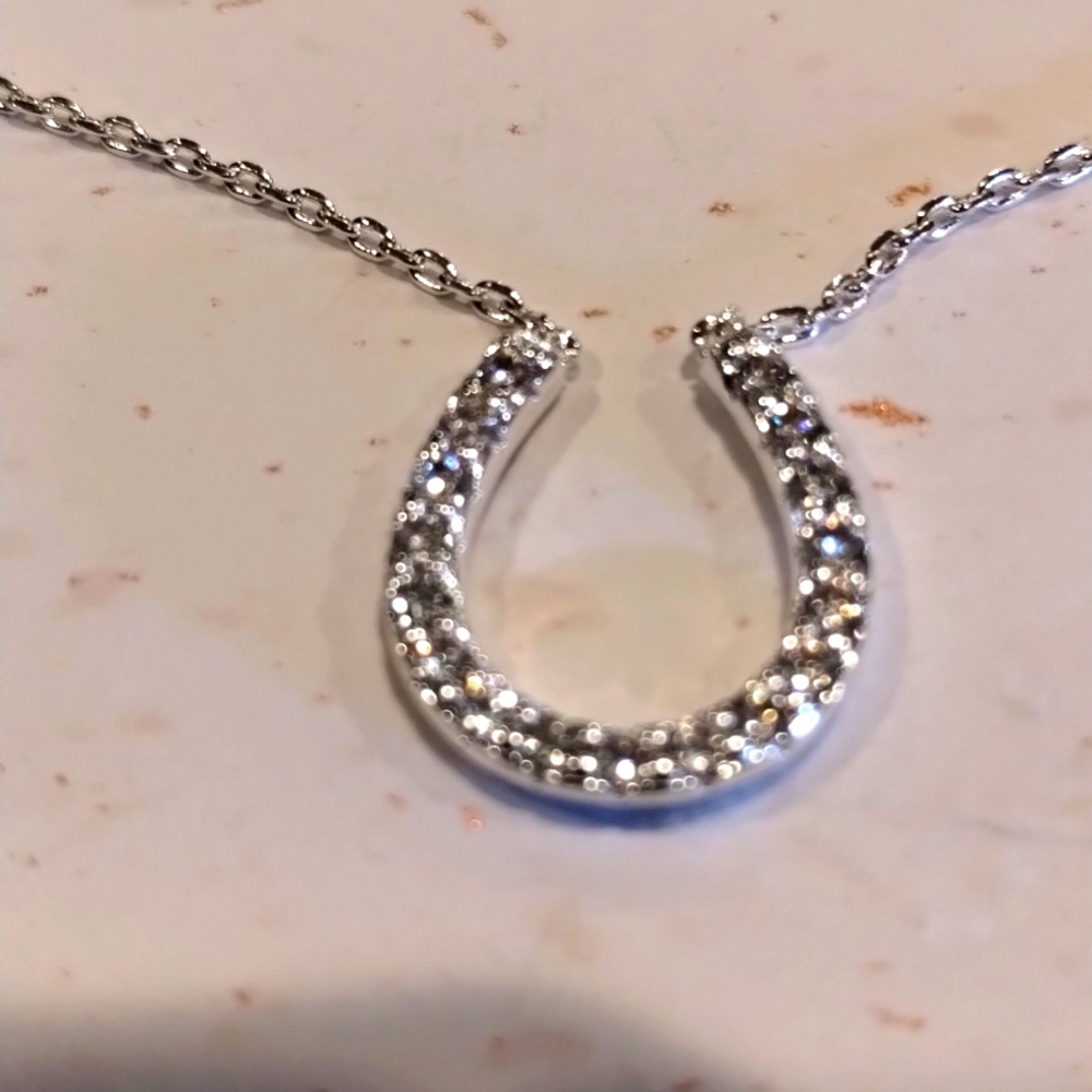Silver Necklace Horseshoe Cubic Zirconia Lucky Horses Pippa & Rawls NWT - Picture 6 of 14